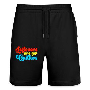 Leftovers Are For Quitters Lustiges Essen Zitat - Stanley/Stella Unisex Bio Joggingshorts Trainer  - Schwarz - Vorne - Nik (191cm) & Marisol (170cm)