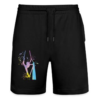 Vertical Cloth Aerial Acrobatics Aerial Silk - Stanley/Stella Trainer Unisex Organic Jogging Shorts - black - Front - Nik (191cm) & Marisol (170cm)
