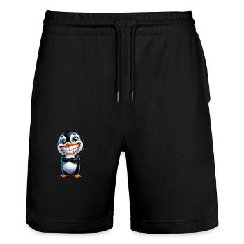 Cute grinning penguin cartoon - Stanley/Stella Trainer Unisex Organic Jogging Shorts - black - Front - Nik (191cm) & Marisol (170cm)