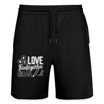 Kindergarten Teacher Kindergarten Teacher Love - Stanley/Stella Trainer Unisex Organic Jogging Shorts - black - Front - Nik (191cm) & Marisol (170cm)