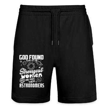 Astronomer Strongest Women Become Astronomers - Stanley/Stella Trainer Unisex Organic Jogging Shorts - black - Front - Nik (191cm) & Marisol (170cm)