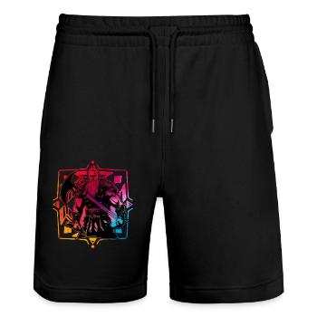 Wikinger - Stanley/Stella Unisex Bio Joggingshorts Trainer  - Schwarz - Vorne - Nik (191cm) & Marisol (170cm)
