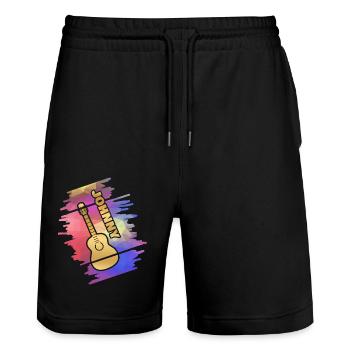 Guitar Johnny - Stanley/Stella Unisex Bio Joggingshorts Trainer  - Schwarz - Vorne - Nik (191cm) & Marisol (170cm)