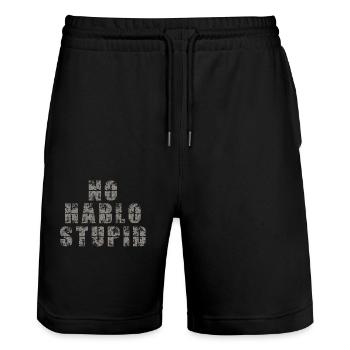 No Hablo Stupid funny statement for humorous people - Stanley/Stella Trainer Unisex Organic Jogging Shorts - black - Front - Nik (191cm) & Marisol (170cm)