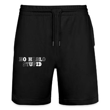 No Hablo Stupid Funny Statement for Humorous People - Stanley/Stella Trainer Unisex Organic Jogging Shorts - black - Front - Nik (191cm) & Marisol (170cm)