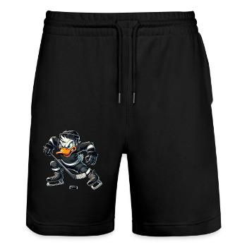 Cool dessin animé canard joueur de hockey sur glace terrain de glace - Short de jogging bio TRAINER Stanley/Stella unisexe - noir - Devant - Nik (191cm) & Marisol (170cm)