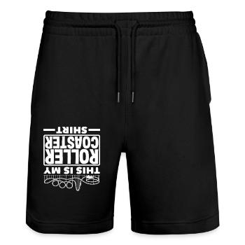 Achterbahn Mein Leben T-Shirt - Stanley/Stella Unisex Bio Joggingshorts Trainer  - Schwarz - Vorne - Nik (191cm) & Marisol (170cm)
