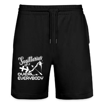 Sagittarius Over Everybody Horoscope - Stanley/Stella Trainer Unisex Organic Jogging Shorts - black - Front - Nik (191cm) & Marisol (170cm)