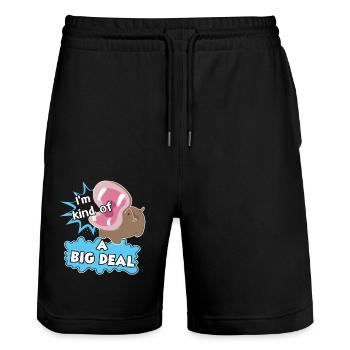 Hippo I am Kind Of A Big Deal - Stanley/Stella Trainer Unisex Organic Jogging Shorts - black - Front - Nik (191cm) & Marisol (170cm)