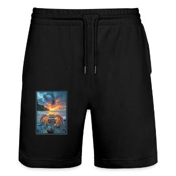 Crabe Crabe - Short de jogging bio TRAINER Stanley/Stella unisexe - noir - Devant - Nik (191cm) & Marisol (170cm)