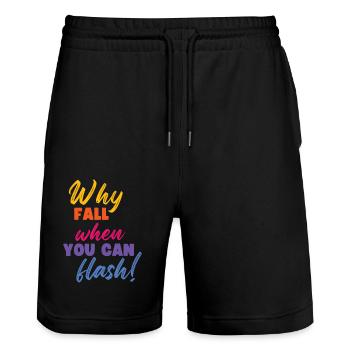 Warum Stürzen, Wenn Man Blitzen Kann Boulderer - Stanley/Stella Unisex Bio Joggingshorts Trainer  - Schwarz - Vorne - Nik (191cm) & Marisol (170cm)