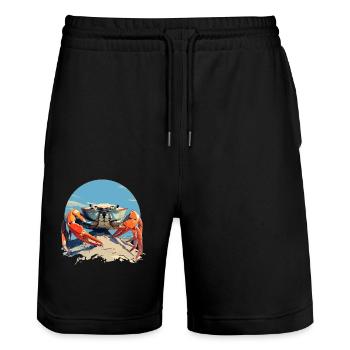 Crabe Crabe - Short de jogging bio TRAINER Stanley/Stella unisexe - noir - Devant - Nik (191cm) & Marisol (170cm)