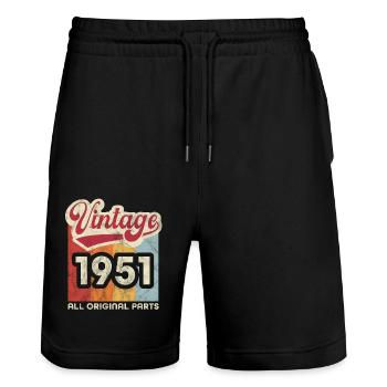 Jahrgang 1951 - Stanley/Stella Unisex Bio Joggingshorts Trainer  - Schwarz - Vorne - Nik (191cm) & Marisol (170cm)