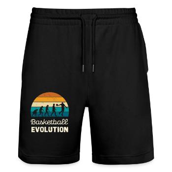 Basketball Evolution Vintage Stil - Stanley/Stella Unisex Bio Joggingshorts Trainer  - Schwarz - Vorne - Nik (191cm) & Marisol (170cm)