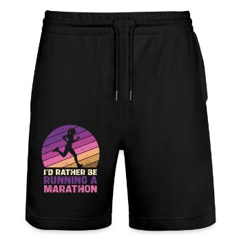 Lieber Einen Marathon Laufen Silhouette - Stanley/Stella Unisex Bio Joggingshorts Trainer  - Schwarz - Vorne - Nik (191cm) & Marisol (170cm)