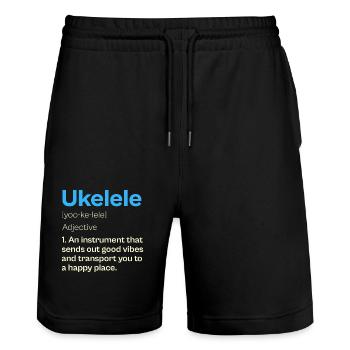 Ukelele Definition Gute Vibes Musik - Stanley/Stella Unisex Bio Joggingshorts Trainer  - Schwarz - Vorne - Nik (191cm) & Marisol (170cm)