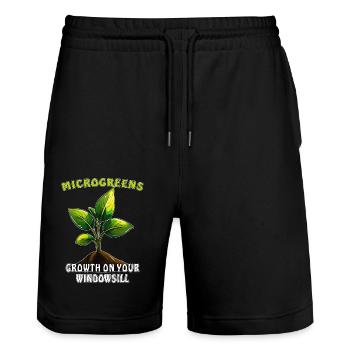 MICROGREENS GROWTH ON YOUR WINDOWSILL - Stanley/Stella Trainer Unisex Organic Jogging Shorts - black - Front - Nik (191cm) & Marisol (170cm)