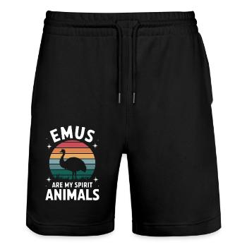 Emu Dire Australie Emus Drôle Cadeau D’émeu - Short de jogging bio TRAINER Stanley/Stella unisexe - noir - Devant - Nik (191cm) & Marisol (170cm)