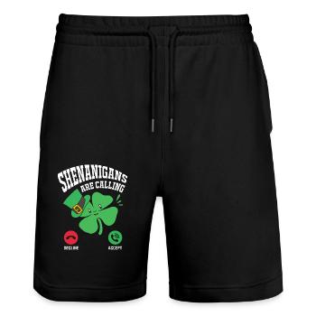 Manigance - Short de jogging bio TRAINER Stanley/Stella unisexe - noir - Devant - Nik (191cm) & Marisol (170cm)