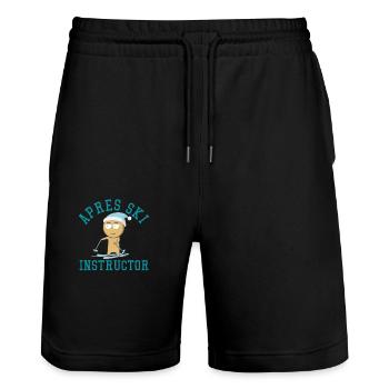 Lustiges Skifahren Design Funny Skiing Design - Stanley/Stella Unisex Bio Joggingshorts Trainer  - Schwarz - Vorne - Nik (191cm) & Marisol (170cm)
