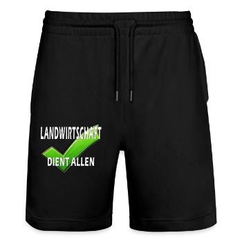 LANDWIRTSCHAFT DIENT ALLEN - Stanley/Stella Unisex Bio Joggingshorts Trainer  - Schwarz - Vorne - Nik (191cm) & Marisol (170cm)