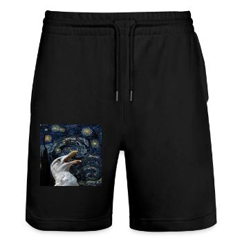 Möwe - Stanley/Stella Unisex Bio Joggingshorts Trainer  - Schwarz - Vorne - Nik (191cm) & Marisol (170cm)