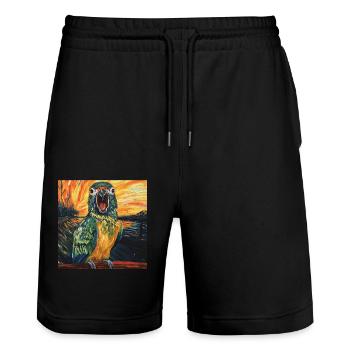 Sittiche - Stanley/Stella Unisex Bio Joggingshorts Trainer  - Schwarz - Vorne - Nik (191cm) & Marisol (170cm)