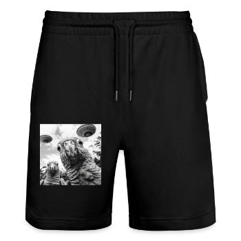 Sittiche - Stanley/Stella Unisex Bio Joggingshorts Trainer  - Schwarz - Vorne - Nik (191cm) & Marisol (170cm)