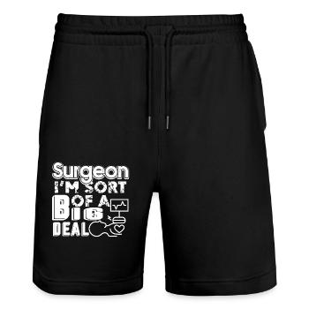 Surgeon I am Soft Of A Big Deal - Stanley/Stella Trainer Unisex Organic Jogging Shorts - black - Front - Nik (191cm) & Marisol (170cm)