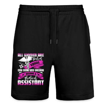Medical Assistant Proud Medical Assistant - Stanley/Stella Trainer Unisex Organic Jogging Shorts - black - Front - Nik (191cm) & Marisol (170cm)
