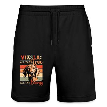 Vizsla All The Love All The Dog Lover Pet Owner - Stanley/Stella Trainer Unisex Organic Jogging Shorts - black - Front - Nik (191cm) & Marisol (170cm)