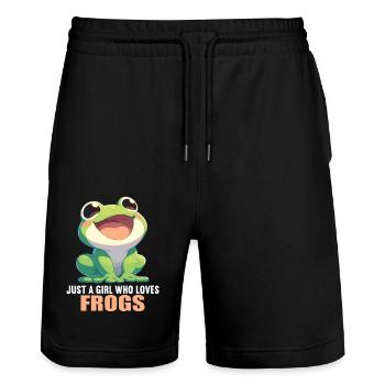 Frosch Frösche - Stanley/Stella Unisex Bio Joggingshorts Trainer  - Schwarz - Vorne - Nik (191cm) & Marisol (170cm)