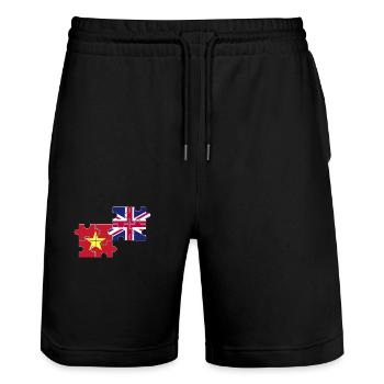 Vietnam UK Flagge Brite Vietnamese - Stanley/Stella Unisex Bio Joggingshorts Trainer  - Schwarz - Vorne - Nik (191cm) & Marisol (170cm)
