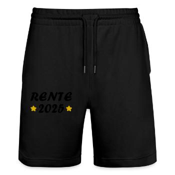 Pension 2025 Cadeau Pension 2025 Retraite Grand-père Grand-mère - Short de jogging bio TRAINER Stanley/Stella unisexe - noir - Devant - Nik (191cm) & Marisol (170cm)