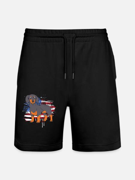 Dachshund - Stanley/Stella Trainer Unisex Organic Jogging Shorts - black