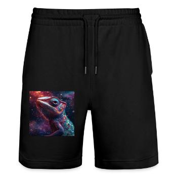 Chamäleon - Stanley/Stella Unisex Bio Joggingshorts Trainer  - Schwarz - Vorne - Nik (191cm) & Marisol (170cm)