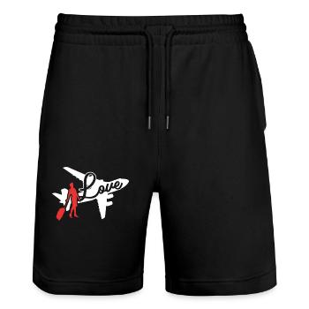 Flight Attendant Love Flight Attendant - Stanley/Stella Trainer Unisex Organic Jogging Shorts - black - Front - Nik (191cm) & Marisol (170cm)