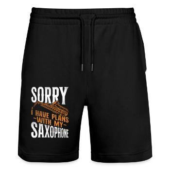 Saxophone Sorry I Have Plans With - Stanley/Stella Unisex Bio Joggingshorts Trainer  - Schwarz - Vorne - Nik (191cm) & Marisol (170cm)