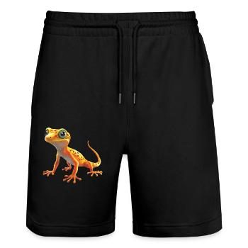 Geckos Geckos - Short de jogging bio TRAINER Stanley/Stella unisexe - noir - Devant - Nik (191cm) & Marisol (170cm)