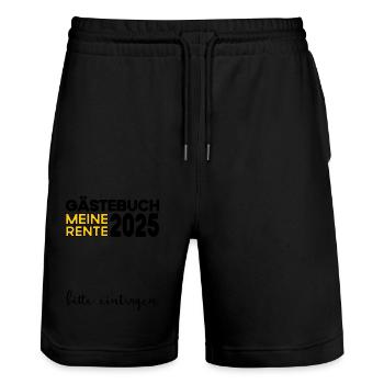 Pension 2025 Livre d'or Pension Retraite Grand-mère Grand-père - Short de jogging bio TRAINER Stanley/Stella unisexe - noir - Devant - Nik (191cm) & Marisol (170cm)