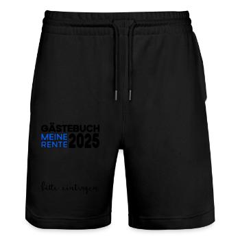 Pension 2025 Livre d'or Pension Retraite Grand-mère Grand-père - Short de jogging bio TRAINER Stanley/Stella unisexe - noir - Devant - Nik (191cm) & Marisol (170cm)
