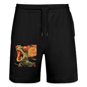 Chamäleon - Stanley/Stella Unisex Bio Joggingshorts Trainer  - Schwarz - Vorne - Nik (191cm) & Marisol (170cm)