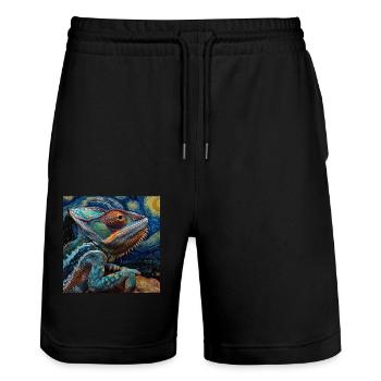 Chamäleon - Stanley/Stella Unisex Bio Joggingshorts Trainer  - Schwarz - Vorne - Nik (191cm) & Marisol (170cm)