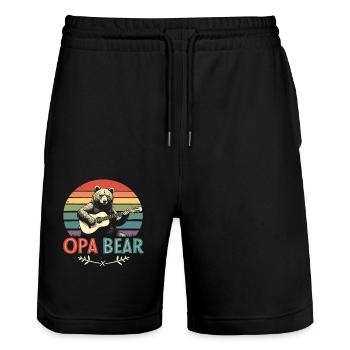 Grandpa Bear Grandpa Bear Grandpa Birthday Bear Fans Bear - Stanley/Stella Trainer Unisex Organic Jogging Shorts - black - Front - Nik (191cm) & Marisol (170cm)