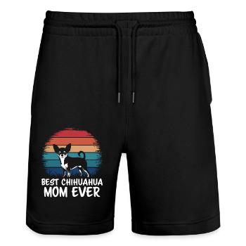 Chihuahua Spruch Mama Lustiges Chihuahua Geschenk - Stanley/Stella Unisex Bio Joggingshorts Trainer  - Schwarz - Vorne - Nik (191cm) & Marisol (170cm)