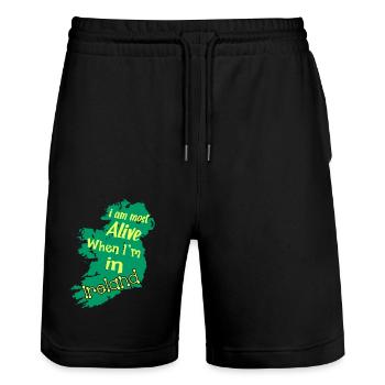 I Am Most Alive When I am In Ireland - Stanley/Stella Trainer Unisex Organic Jogging Shorts - black - Front - Nik (191cm) & Marisol (170cm)