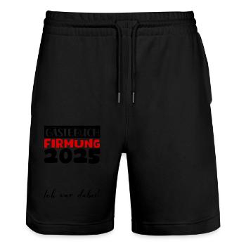 Confirmation 2025 Guest Book Gift Girls Boys - Stanley/Stella Trainer Unisex Organic Jogging Shorts - black - Front - Nik (191cm) & Marisol (170cm)