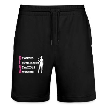 Geschiedene Diva Intelligent Lebendig Genial - Stanley/Stella Unisex Bio Joggingshorts Trainer  - Schwarz - Vorne - Nik (191cm) & Marisol (170cm)