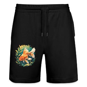 poisson rouge - Short de jogging bio TRAINER Stanley/Stella unisexe - noir - Devant - Nik (191cm) & Marisol (170cm)