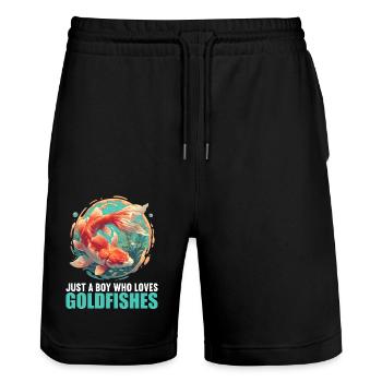 Goldfische Goldfisch - Stanley/Stella Unisex Bio Joggingshorts Trainer  - Schwarz - Vorne - Nik (191cm) & Marisol (170cm)
